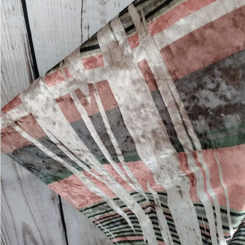 Origami by Vivien GORGEOUS Boho Velvet Velour Striped Open-Front Kimono Topper - Picture 3 of 8